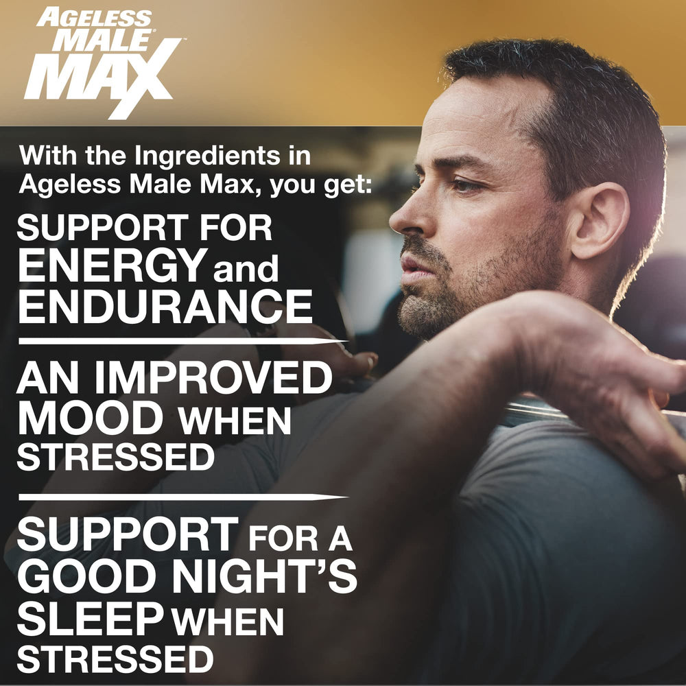 Ageless Male Max NOXPerform blend close-up for nitric oxide boost during workouts.