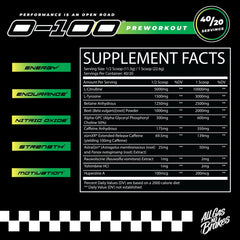 Close-up of AGNB 0-100 label highlighting caffeine and clean formula