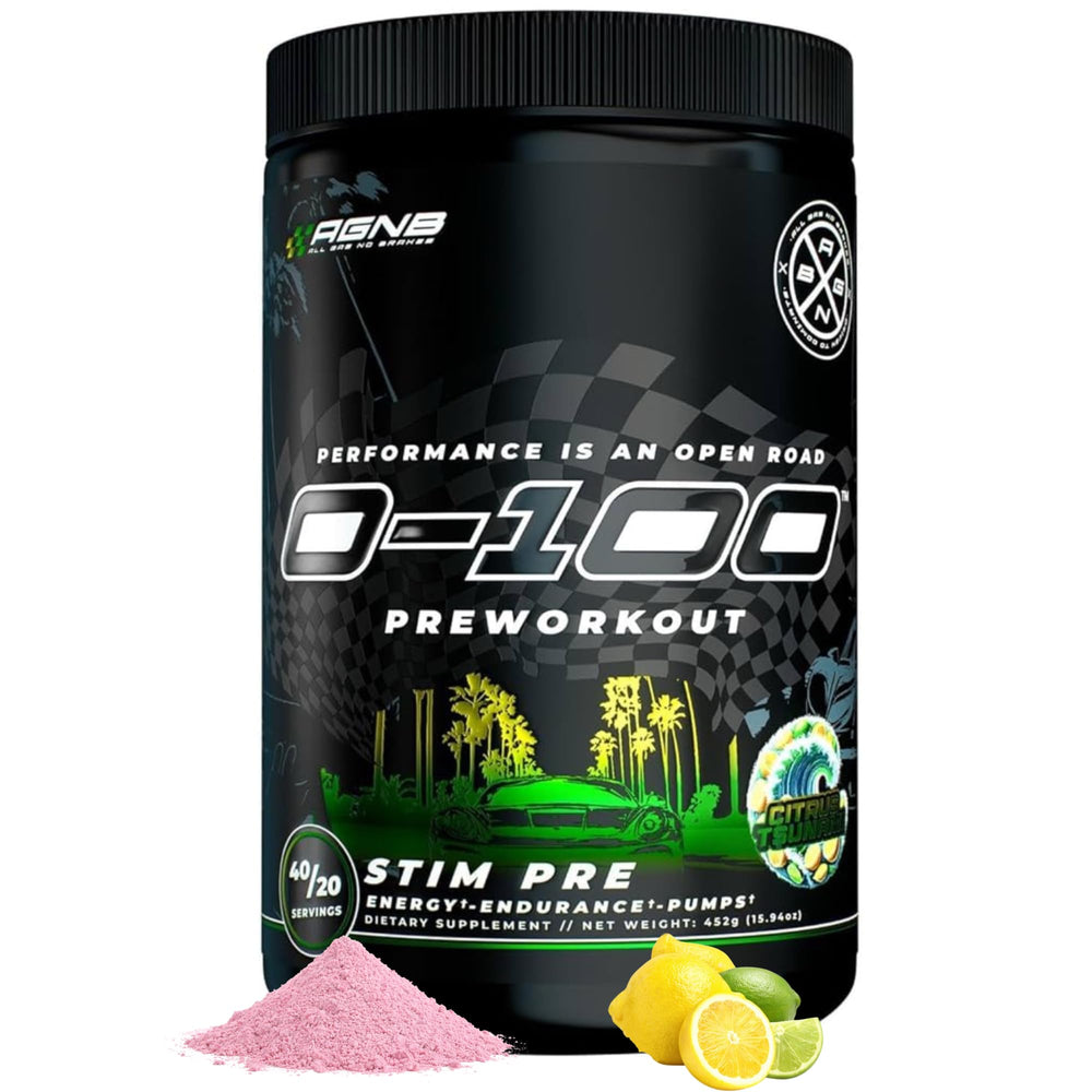 AGNB 0-100 pre-workout tub front for high-energy sessions