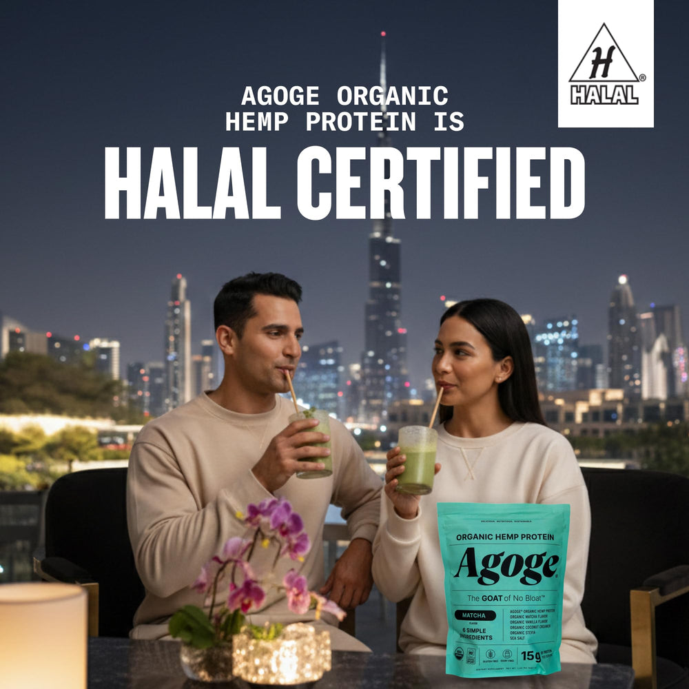 Agoge matcha-flavored smoothie in glass showcases vibrant, on-the-go nutrition.