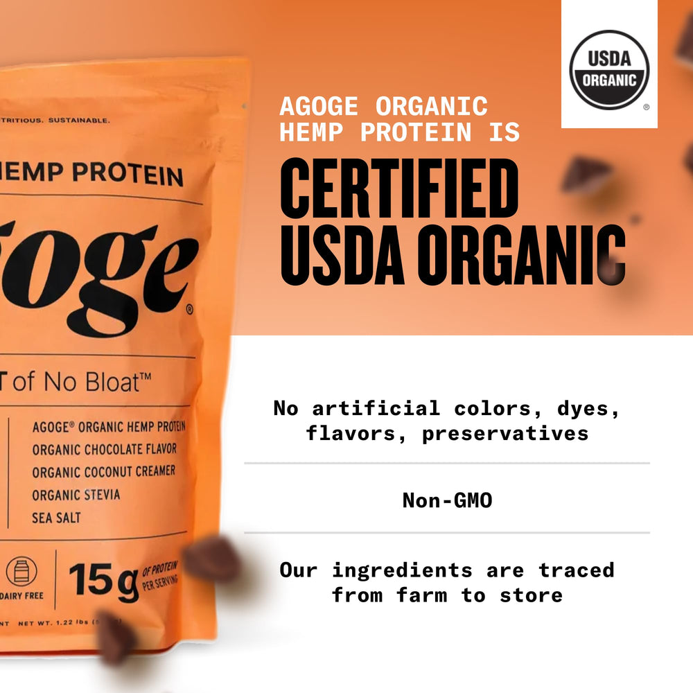 Agoge post-workout recovery with hemp protein powder for muscle-supporting nutrition.