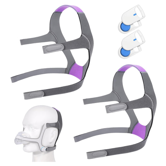 AHIYIYI N20 headgear strap in purple for ResMed, adjustable fit and secure clips.
