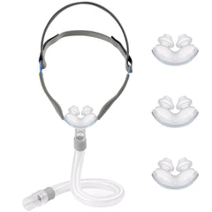 AIBUTI CPAP nasal pillow mask with 360° elbow for flexible night adjustments.