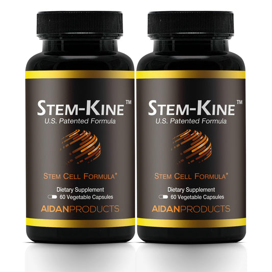 Aidan Products Stem-Kine bottle shows capsules for endothelial health support.