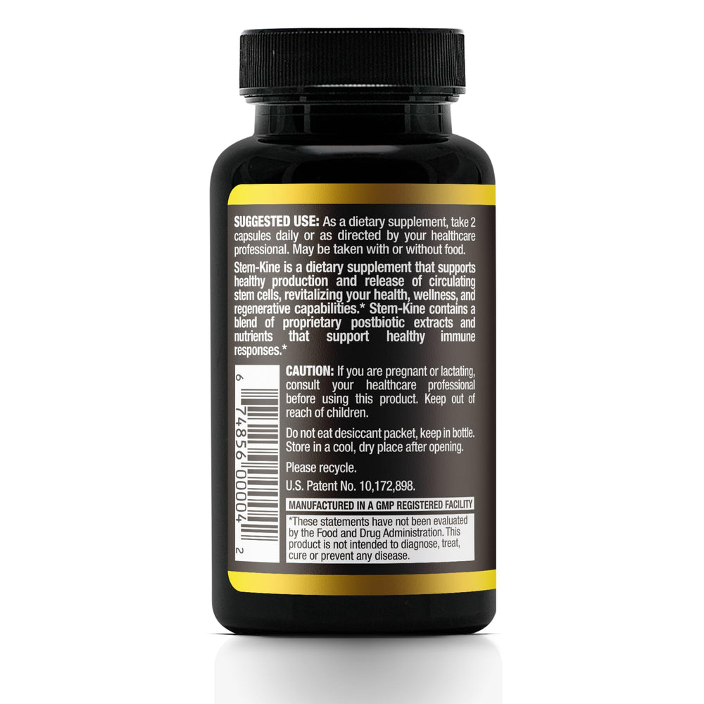 Aidan Stem-Kine bottle label close-up highlighting 60 capsules.