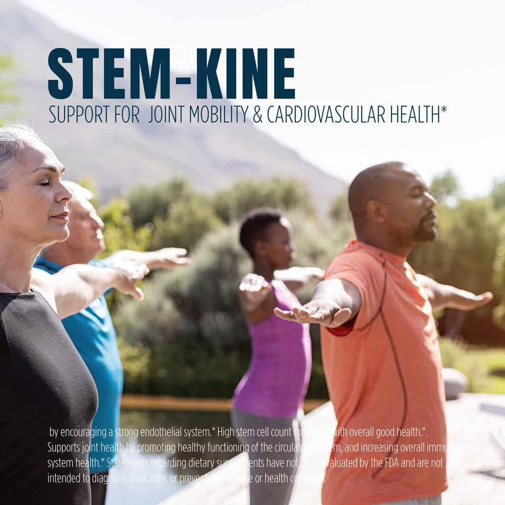 Aidan Stem-Kine capsules close-up with natural ingredients for endothelial support.