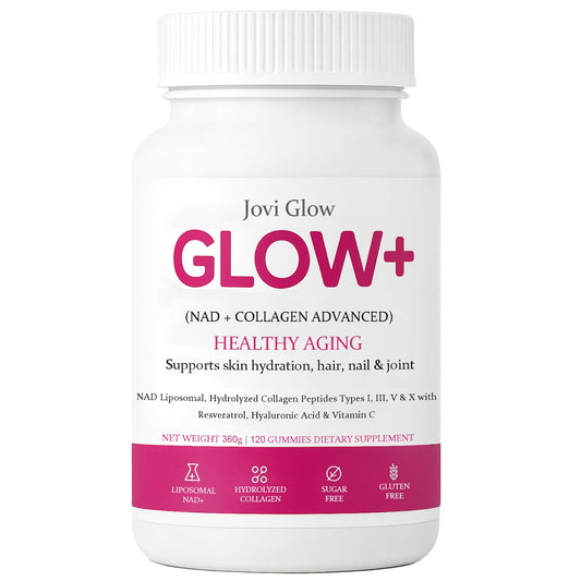 AIFBENK Jovi Glow+ bottle with daily wellness gummies for skin glow and vitality