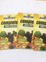 AIM Global Complete Phyto-Energizer bottle label highlights vitamins, minerals, and nutrient ingredients