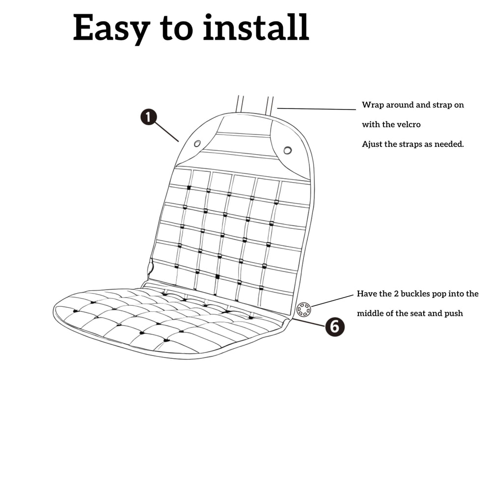 Aimery heated seat cover demonstrates easy, tool-free installation