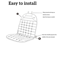 Aimery heated seat cover demonstrates easy, tool-free installation