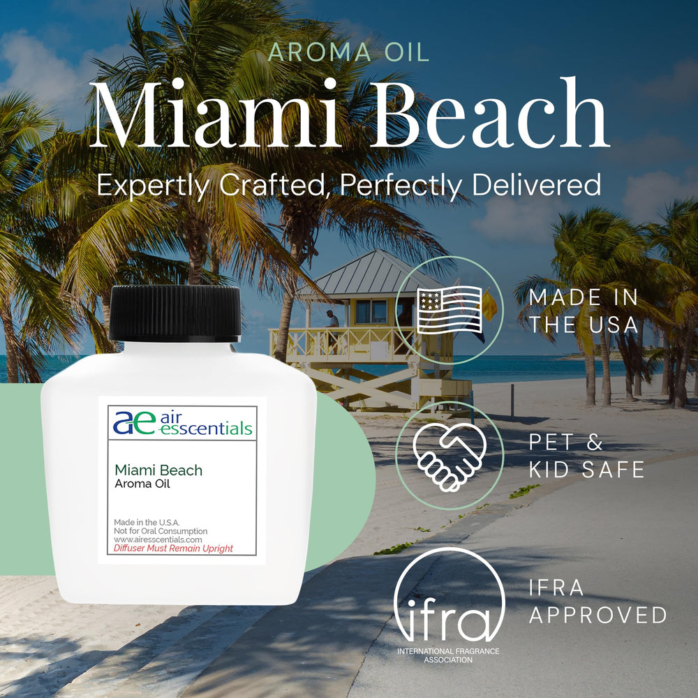 Air Esscentials Miami Beach diffuser setup releasing crisp citrus and musk notes.