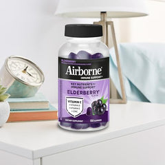Elderberry-flavored gummies with vibrant color and vitamin-rich appeal.