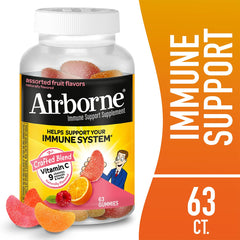 Airborne Immunity Support Gummies close-up showing fruit flavor and chewable form.