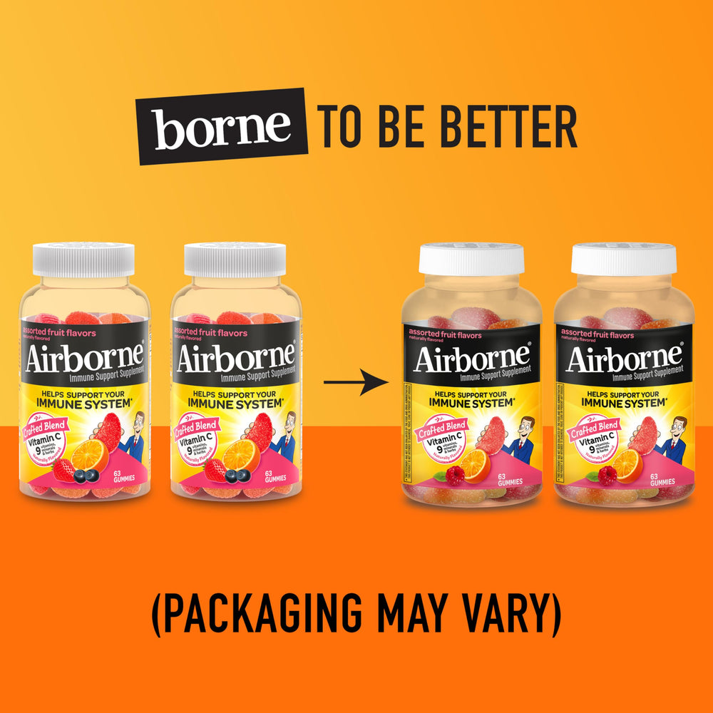 Airborne bottle open demonstrates simple dispensing and one-serving size.