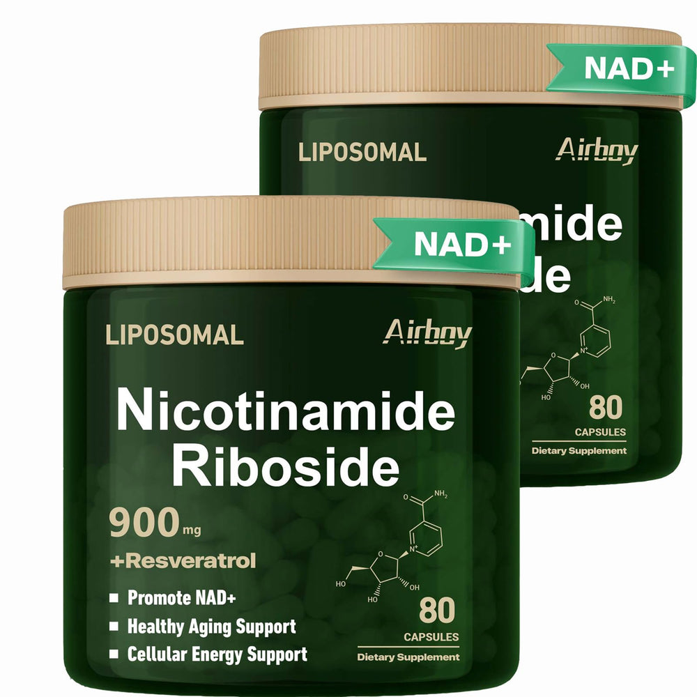 Airboy liposomal nicotinamide riboside 900 mg bottle for energy support.