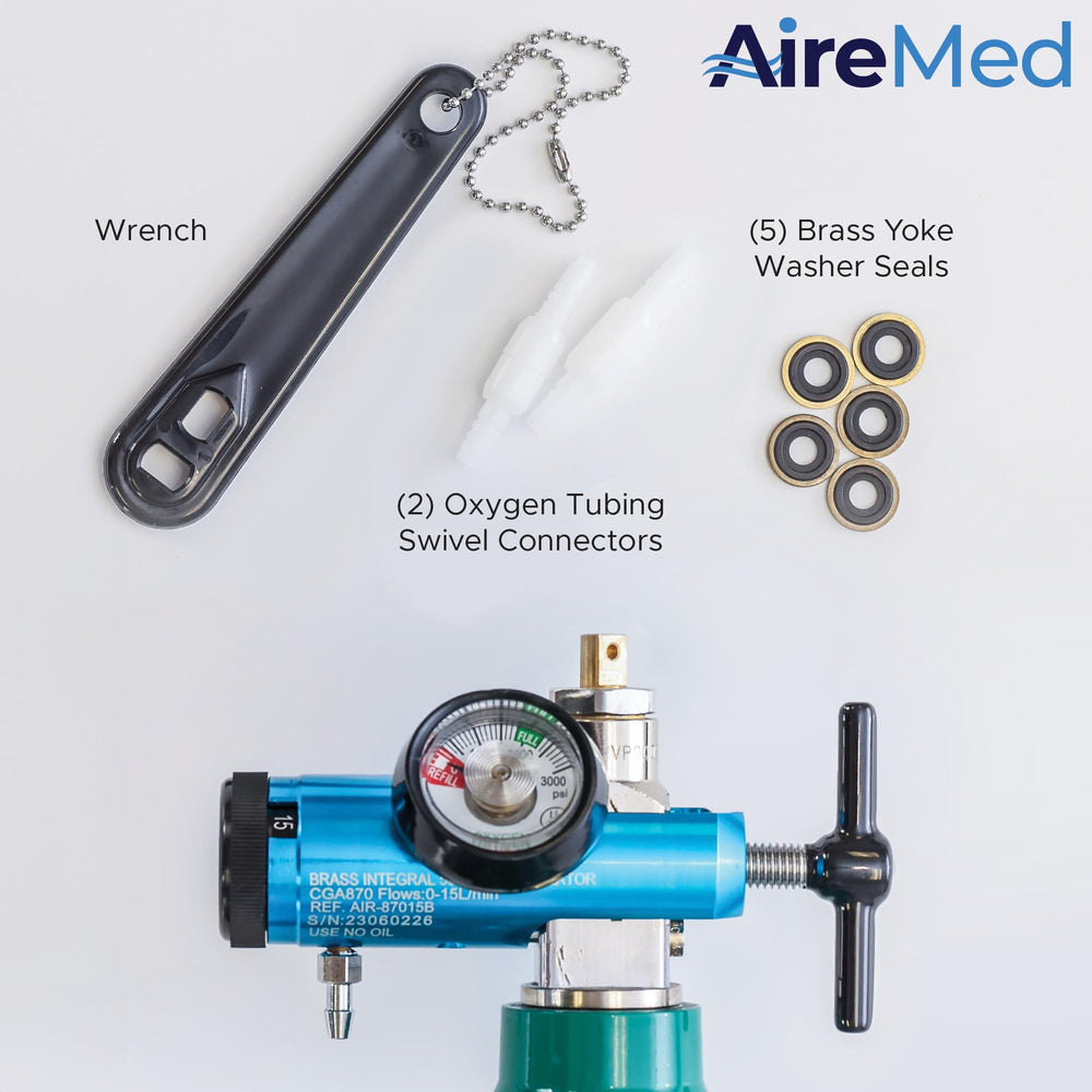 Compact AireMed regulator in home use with clear gauge visibility
