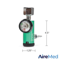 AireMed regulator gauge shows settings clearly for reliable use.