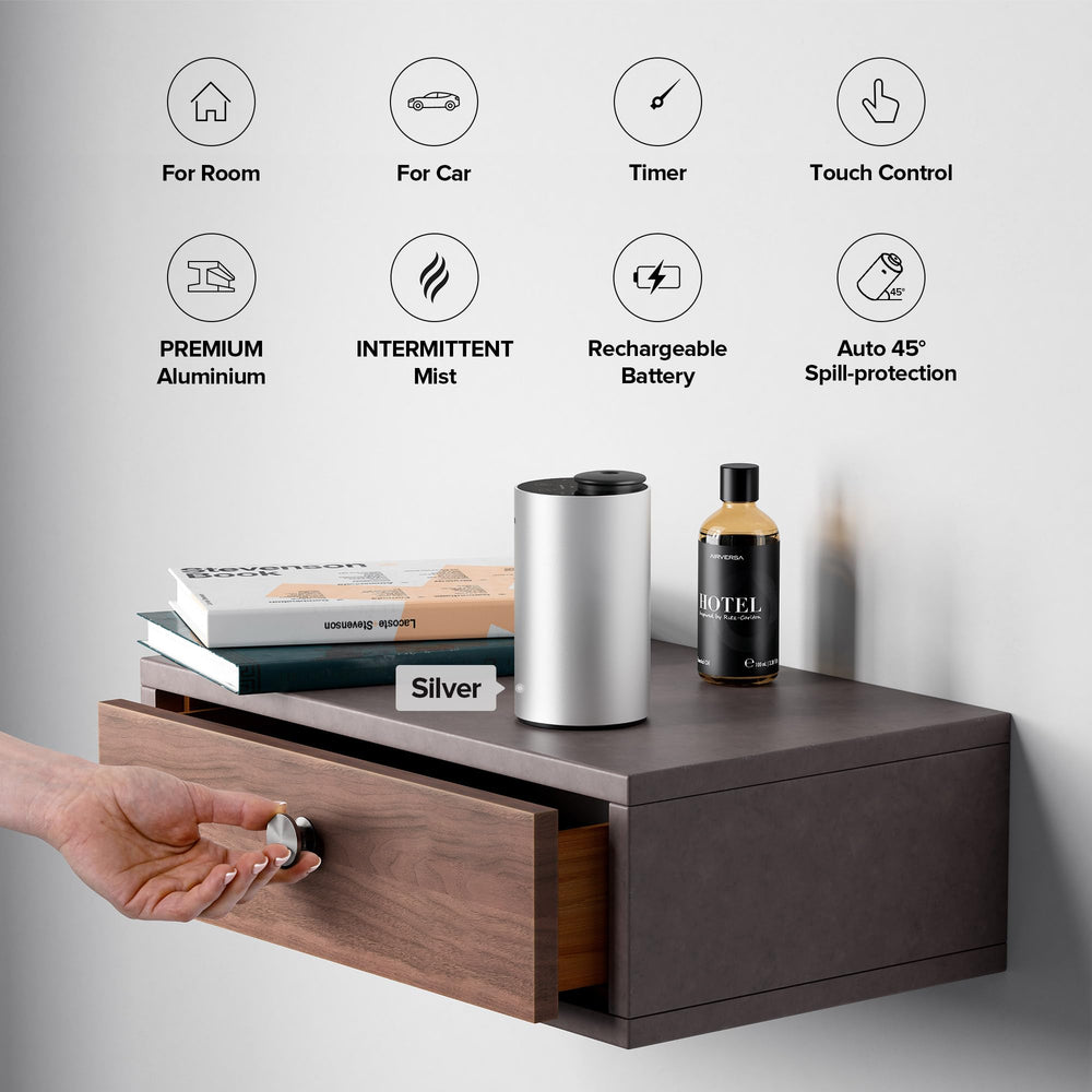 Airversa ANX diffuser side view with premium metal finish for elegant spaces