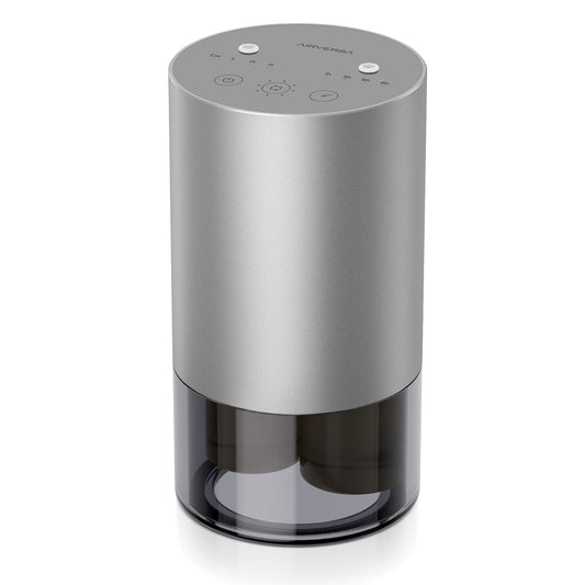 Airversa dual-nozzle diffuser with metal body enhances room ambiance.