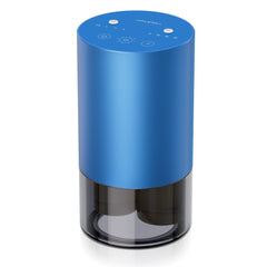 Airversa dual-nozzle diffuser viewed from above, sleek metallic body for home use.