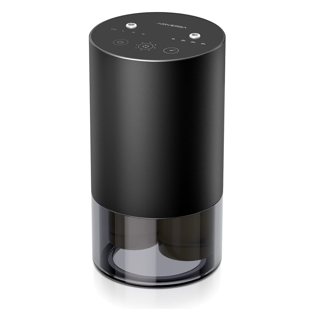 Airversa dual-nozzle waterless diffuser with instant oil switch and elegant metallic finish.