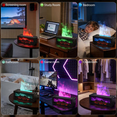 Aixiqee fireplace diffuser shows seven-color ambient LED lights to set the mood.