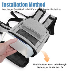 AJFHKJ G5 oxygen backpack zippered bottom for organized storage of accessories.