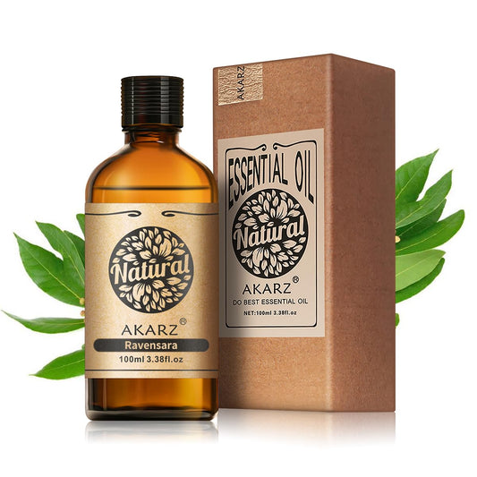 AKARZ Ravensara essential oil bottle pour for precise blends and aromatherapy