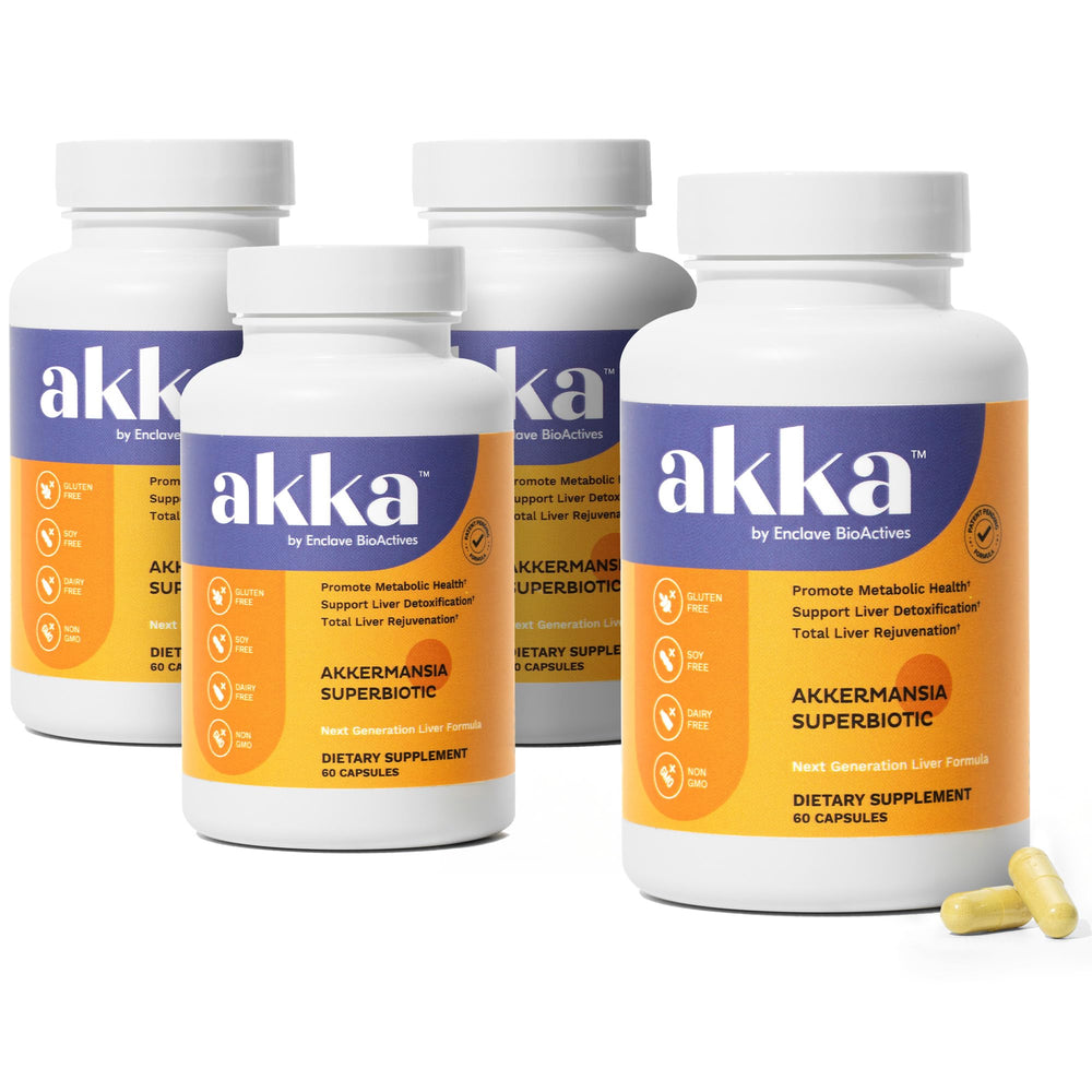 AKKA Liver Detox bottle front shows non-GMO packaging for everyday liver support.