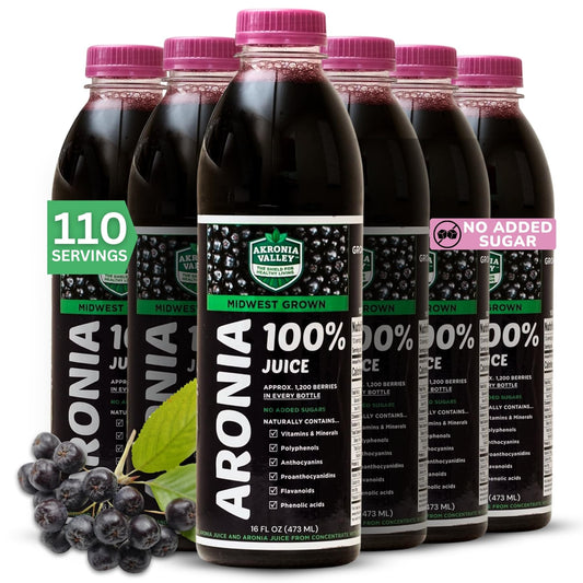 Akronia Valley Aronia juice bottle front view, pure juice for everyday antioxidant-conscious routines.
