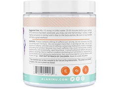 Alani Nu GLAXAY Lemonade ingredients label confirms vegan, gluten-free, sugar-free formula