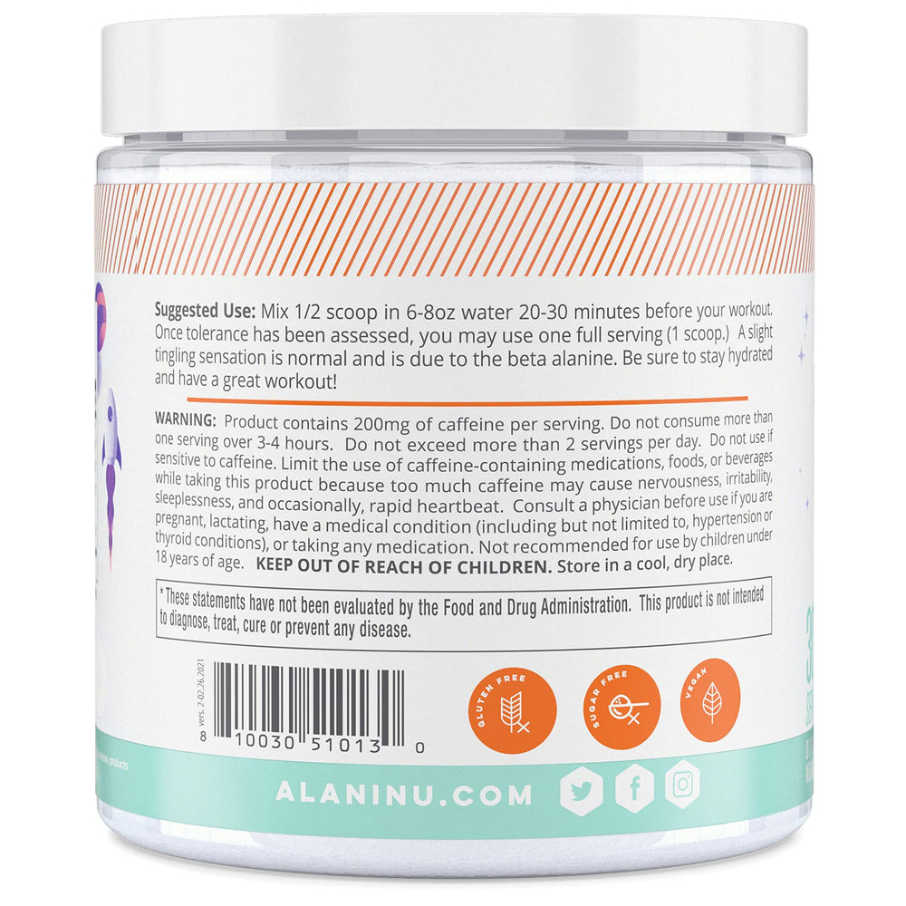 Scoop of Alani Nu GLAXAY Lemonade demonstrates precise pre-workout serving