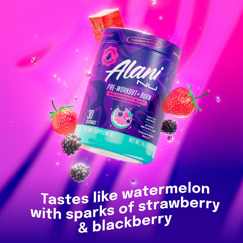 Alani Nu label close-up highlights vegan gluten-free formula and 200 mg caffeine per serving