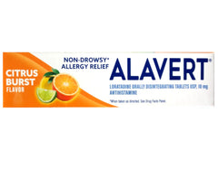 Alavert Citrus Burst label highlighting non-drowsy formula.