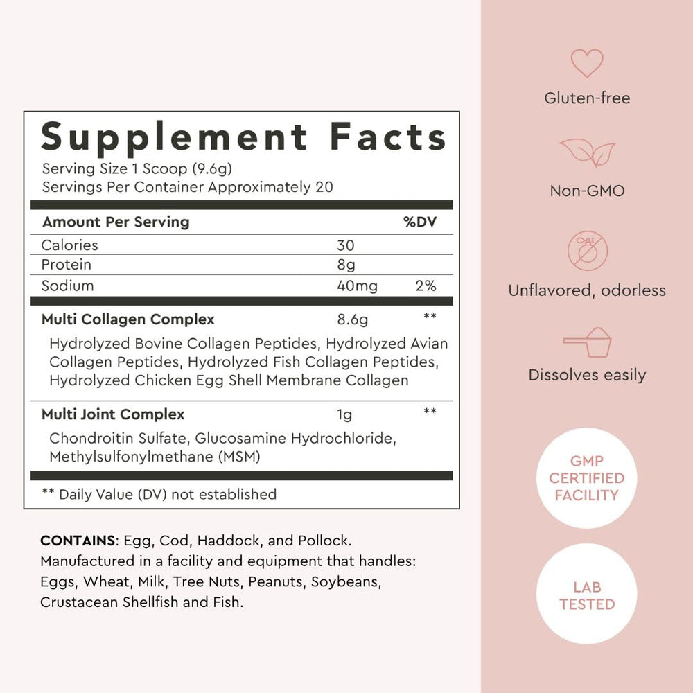 Alaya Naturals 5-type collagen label close-up showing product details