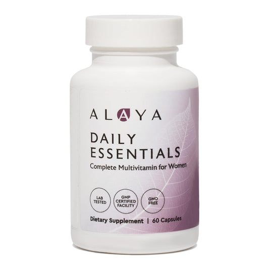 Alaya Naturals Daily Essentials bottle pour for daily nutrition on the go