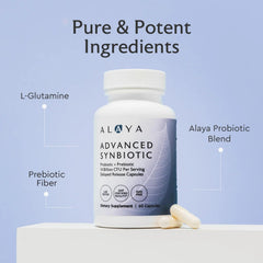 Close-up of Alaya Naturals delayed-release capsules for gut journey.
