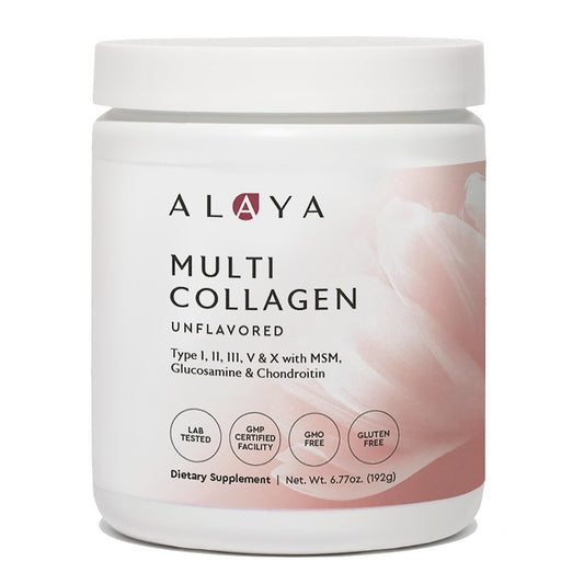 Alaya Naturals Multi Collagen Powder tub front view for daily beauty support