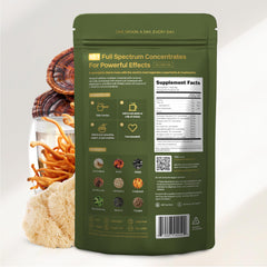 alcami elements Matcha Mushroom Coffee label closeup highlights clean ingredients and transparency