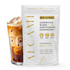 alcami elements Mushroom Coffee Alternative powder scoop promotes convenient daily energy.
