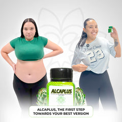 ALCAPLUS capsules on a breakfast routine, suggesting daily use.