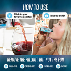 Alcohol Armor Recovery Shot electrolytes visual suggests rapid hydration after festivities.