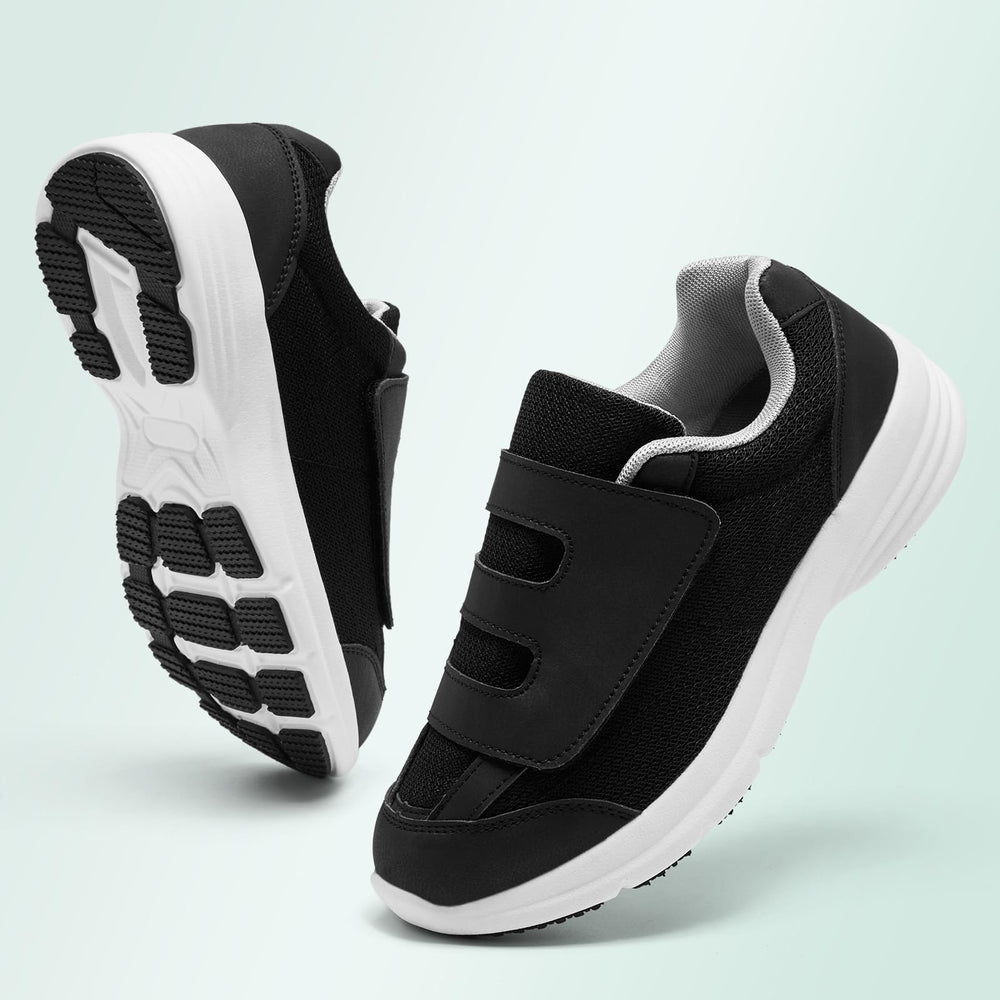 Black diabetic shoe with roomy fit for sensitive feet