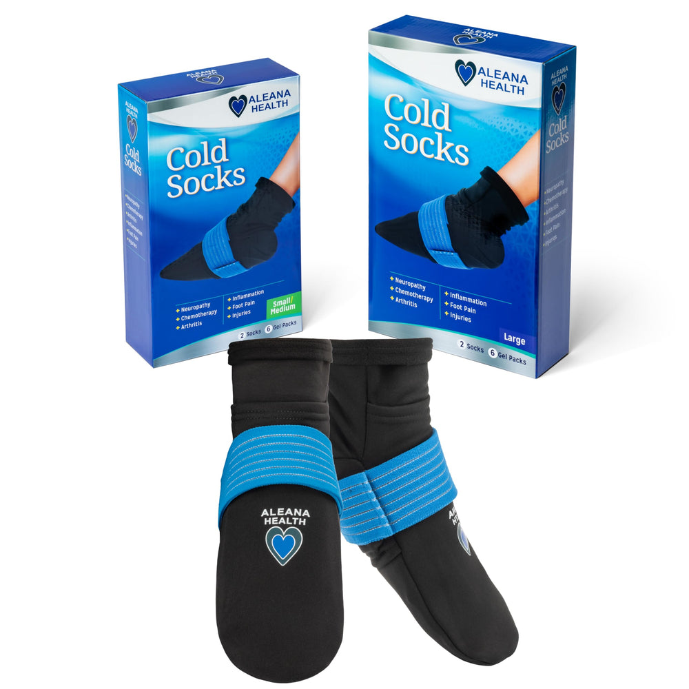 Aleana Health cold therapy socks front view for comfortable cooling design