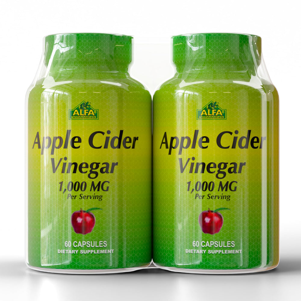 ALFA VITAMINS Apple Cider Vinegar bottle front, convenient daily wellness support