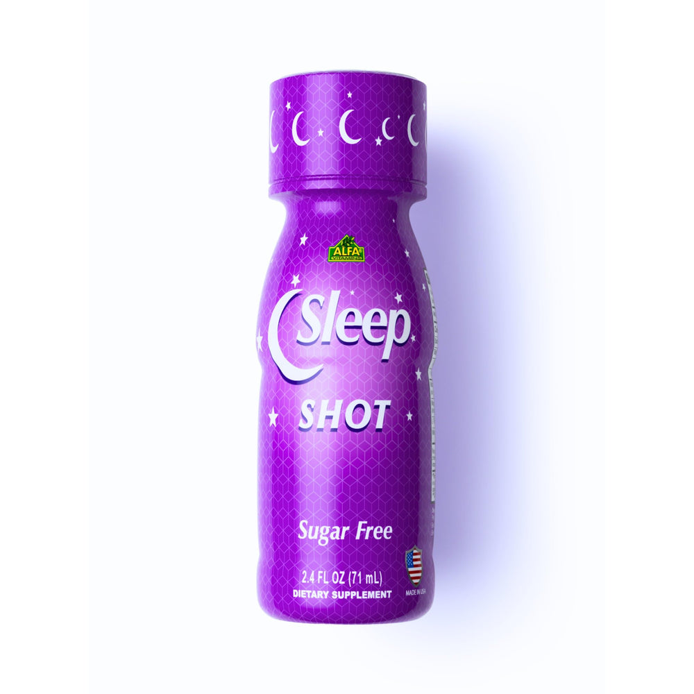 Alfa Vitamins Sleep Shot bottle cap closeup for easy dosing.