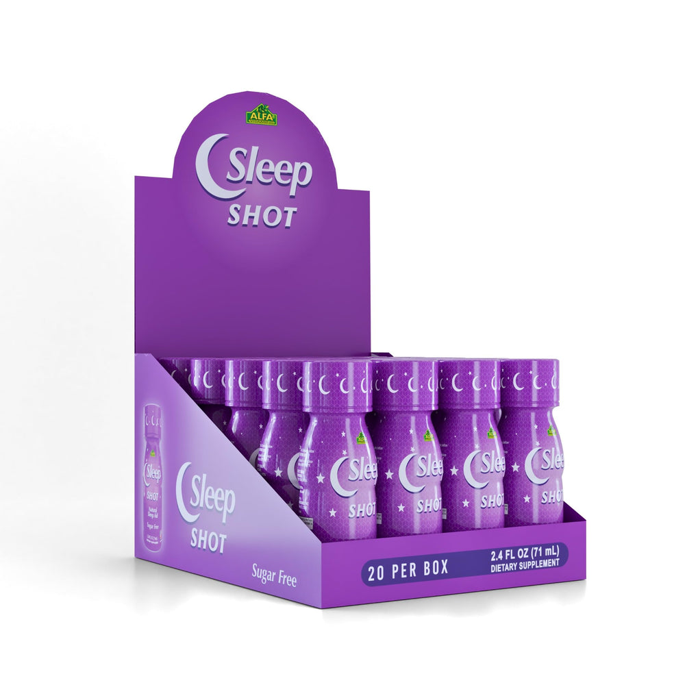 Alfa Vitamins Sleep Shot bottle pour for easy nightly routine.