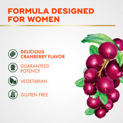 Ingredients of Align Probiotic Women’s Dualbiotic Gummies highlighting prebiotics and probiotics for digestion support.