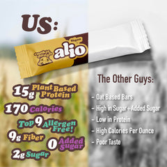 Alio cookie dough bar packaging displays single-serve convenience
