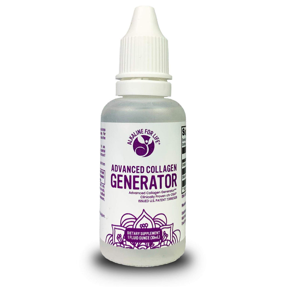 Alkaline for Life Advanced Collagen Generator bottle pour shows easy daily beauty support